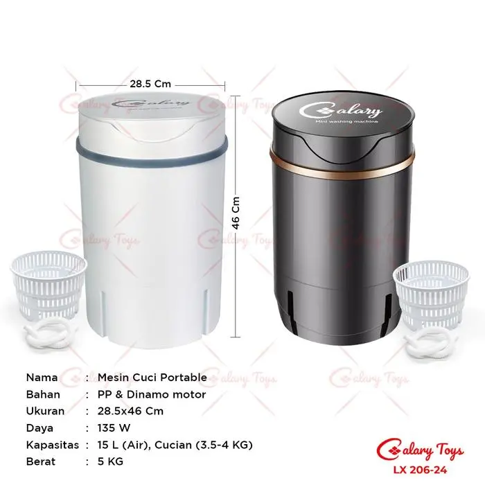 SPEEDS Mesin Cuci Mini Pengering Dapat Dilipat Portable Mini Washing Machine Hemat Daya Safety 206-24 0