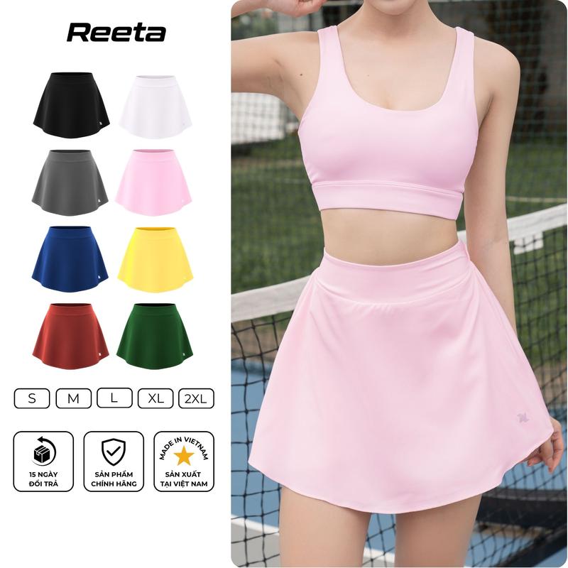Chân váy thể thao nữ form chữ A Reeta vải gió có quần bảo hộ chơi cầu lông, tennis, pickelball - A3054