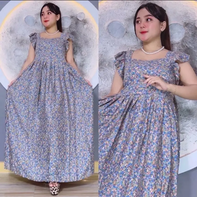 Daster  yusi  Wanita Rayon Busui Panjang Motif dengan Kancing Bawah Variasi - Batik, Kerah, Bumil, Renda, Tidur, Dress, Pendek