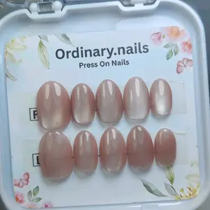 Ordinary.nails Press On Nail Kuku Palsu Warna Nude Cantik dan Tahan Lama untuk Tampilan Cantik Sehari-hari