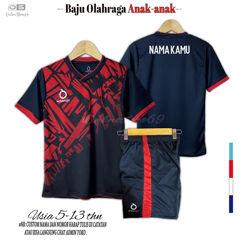 COD Custom nama baju futsal anak unisex/ jersey bola anak usia 5-13 thn Sport Outdoor 2