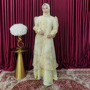 DAZFA Gamis Muslim Wanita Lepas Pasang Outer Organza