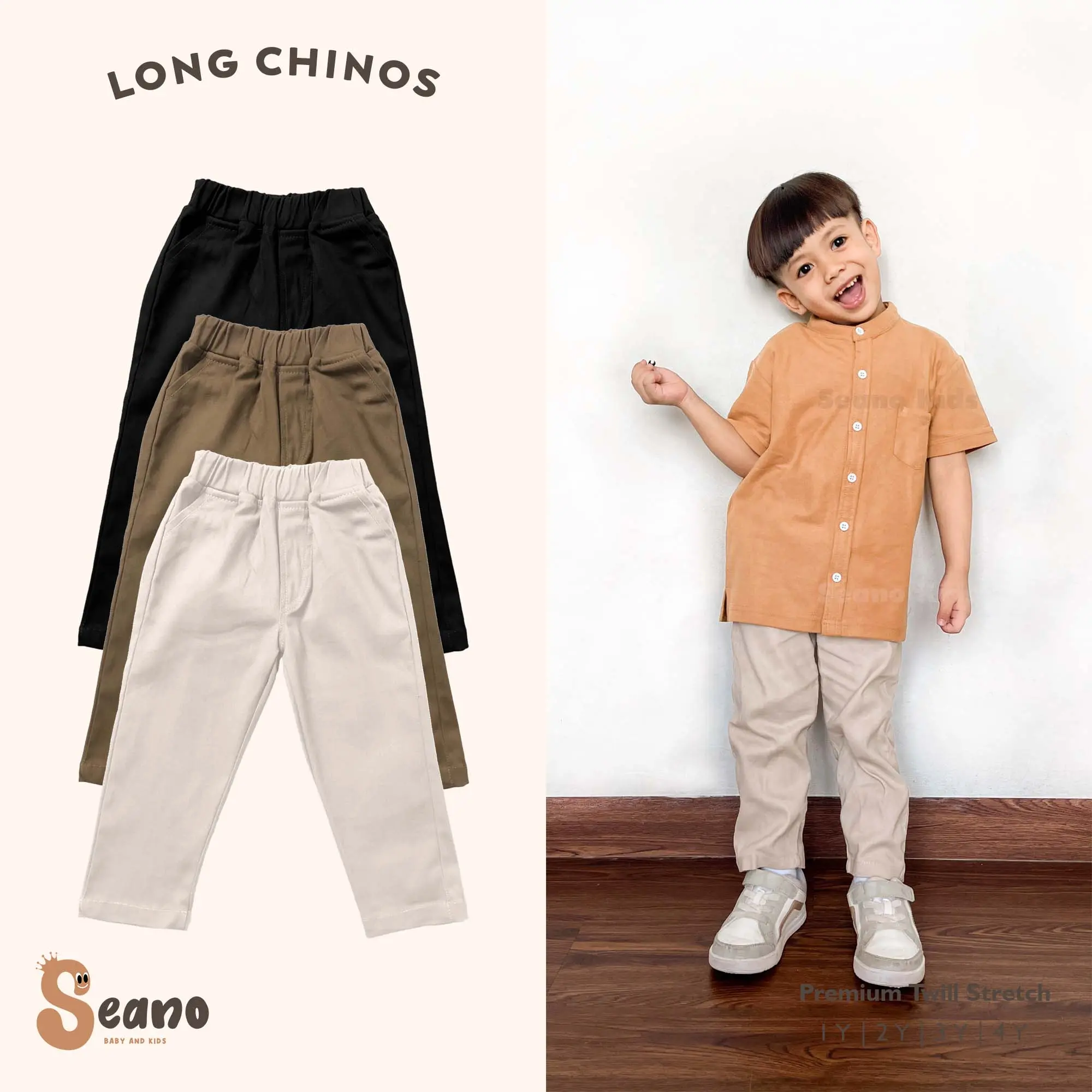 Long Chinos Pants - Celana Panjang Chino Anak 1-5 Tahun Balita Unisex Cotton Twill - Celana Chino Anak