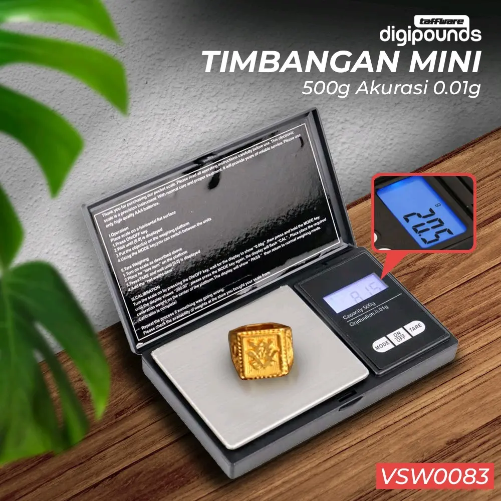 Taffware Digipounds Timbangan Emas Mini Digital Multifungsi 500g Ketelitian 0.01g SC 13 VSW0083