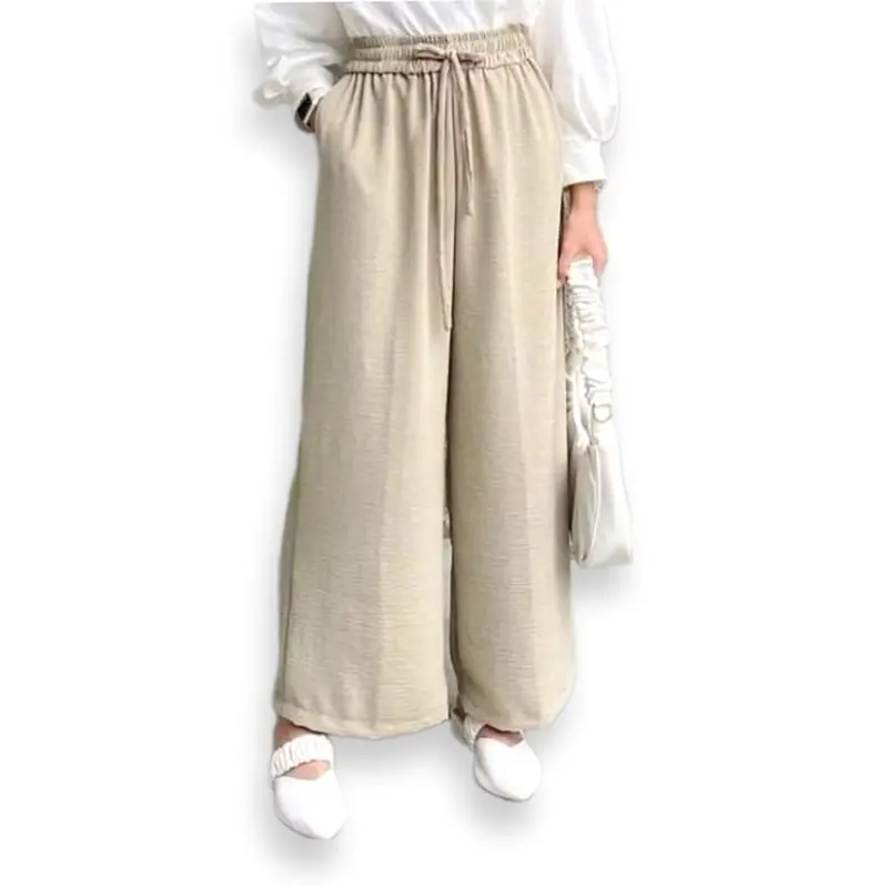 celana kulot wanita cringkle airflow terbaru-celana kulot cringkle panjang size M L XL Crinkle Serut Karet Nyaman 3
