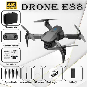Drone E88 Pro 4K dengan Kamera Ganda & WiFi FPV | Terlipat, Pertahanan Ketinggian, Kembali Otomatis, Kontrol Aplikasi, Hitam