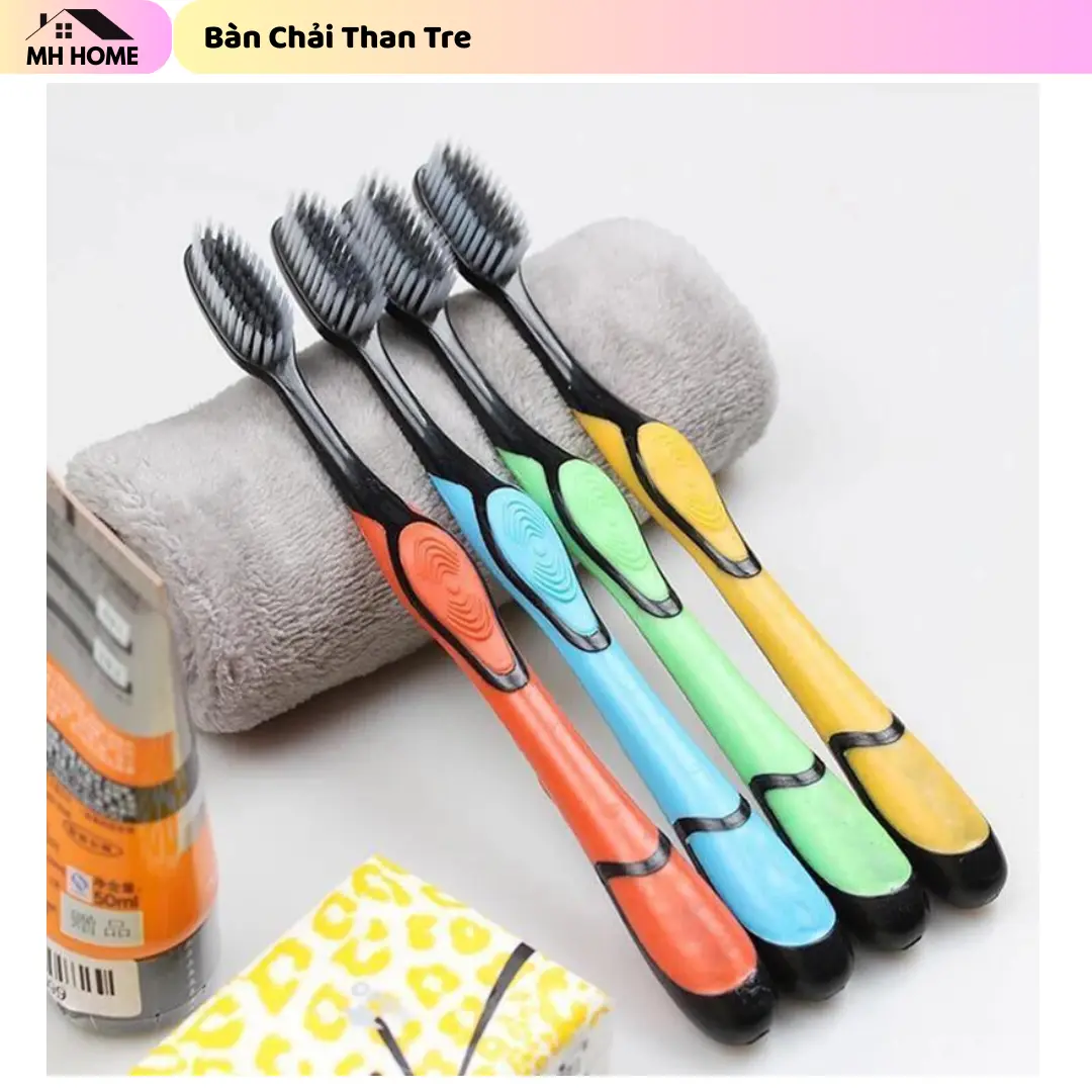 Combo 5-10-20-30 Bàn Chải Đánh Răng Than Tre Hoạt Tính – Phong Cách Hàn Quốc, Lông Mềm, Khử Mùi, Làm Sạch Sâu