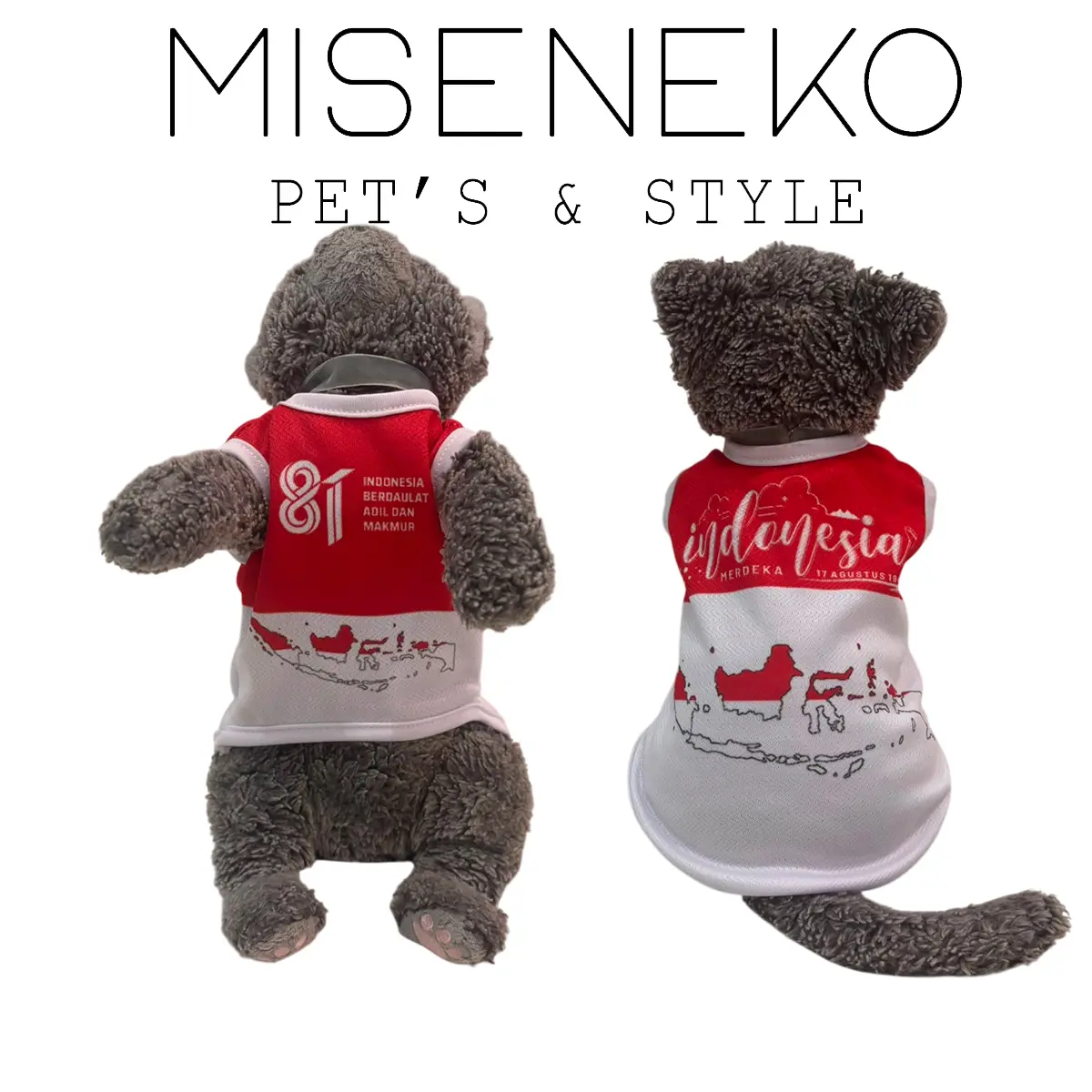 [SIZE JUMBO] Baju Kucing Anjing Lucu Kostum Hewan Peliharaan Indonesia HUT 80 Kaos 17an – Nyaman & Anti Gerah | Ukuran XXL 3XL 4XL