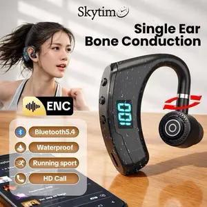 Skytim Viqoo V9 PRO Bluetooth Earphone 8D Bass Wireless Headset 5.3 Single Business Sport Headphone dengan Mic LED Display Screen Tahan Air untuk Running Sport
