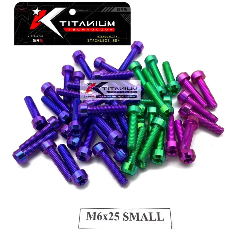 Baut titanium M6x25 drat 10 panjang 2.5 cm SMALL HEAD Motorcycle