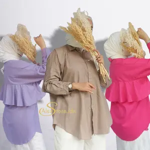 ALICIA RUFFLE SHIRT | kemeja ruffle polos rampel linen fuschia