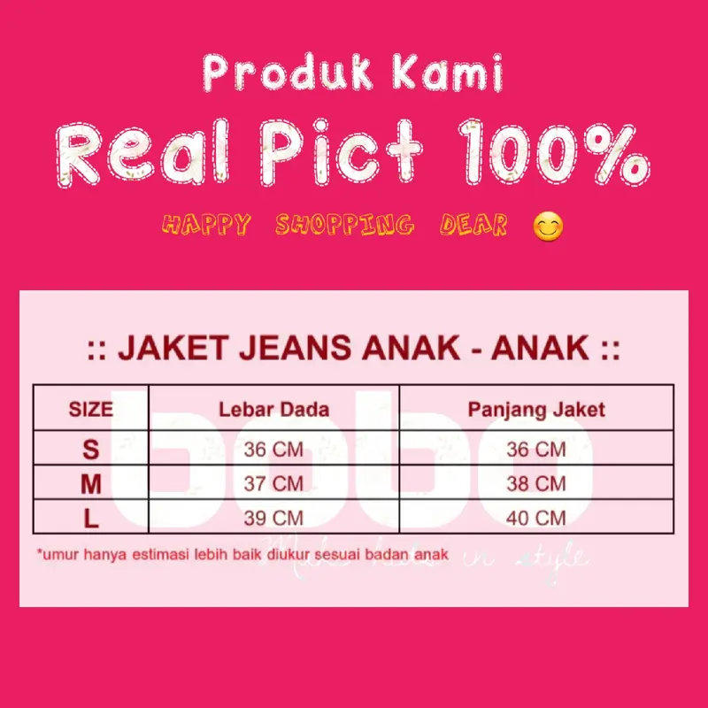 JAKET JEANS ANAK CEWEK ATAU COWOK 3 - 6 TAHUN 1