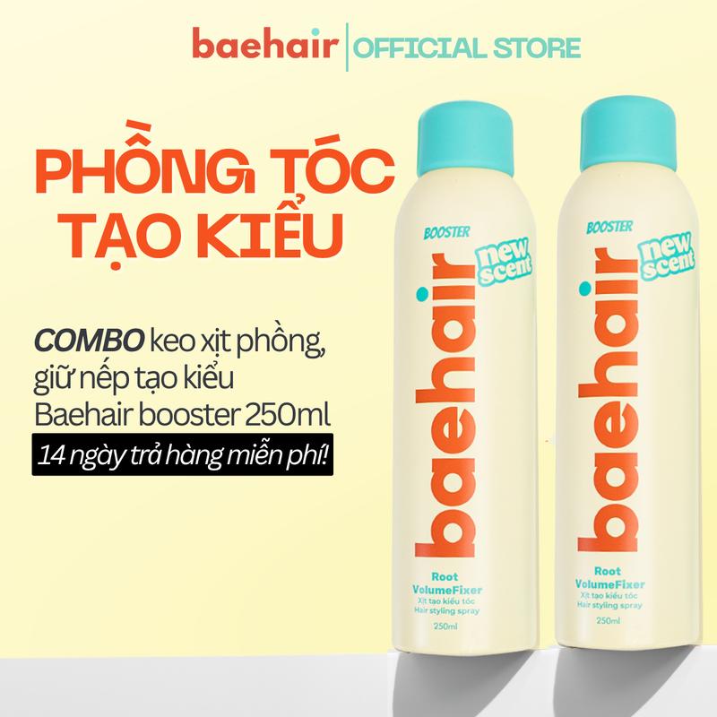  baehair Booster Combo 2 Keo xịt phồng tóc xịt tạo kiểu tóc Baehair hỗ trợ tóc phồng lau bết 250ml Women 