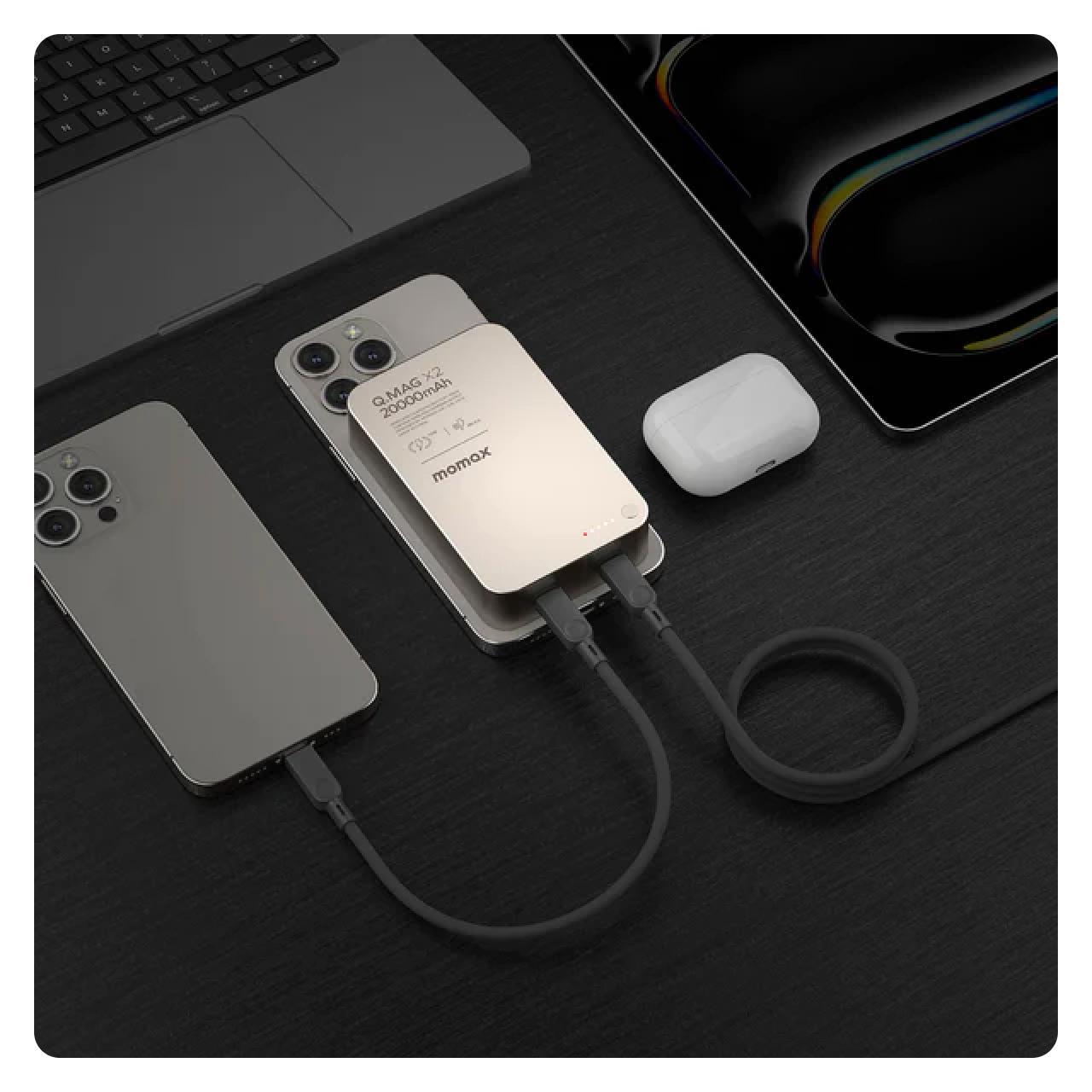 Momax Powerbank Magsafe 20000mAh 35W Q.Mag X2 Gen 2 - Titanium IP133E