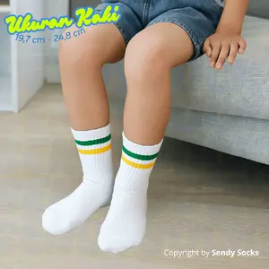 Kaos Kaki Anak 7-12 Tahun Garis Stripe Motif Oldschool Panjang Tebal - Sendy Socks
