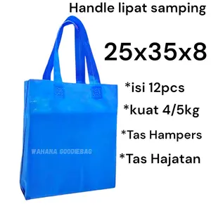 Wahana GoodieBag Tas Spundbond 25x35x8 Lipat Samping Kuat 4/5kg untuk Hampers Hajatan Belanja isi 12pcs Wanita Pria