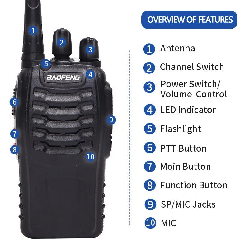 HT Baofeng Walkie Talkie BF 888S Waterproof Portable 2 Way Radio HT Handy Talky Radio Set Walkie Talkies dengan Charger Walky Talky Jarak Jauh 10km (Max) Batrai Awet THS