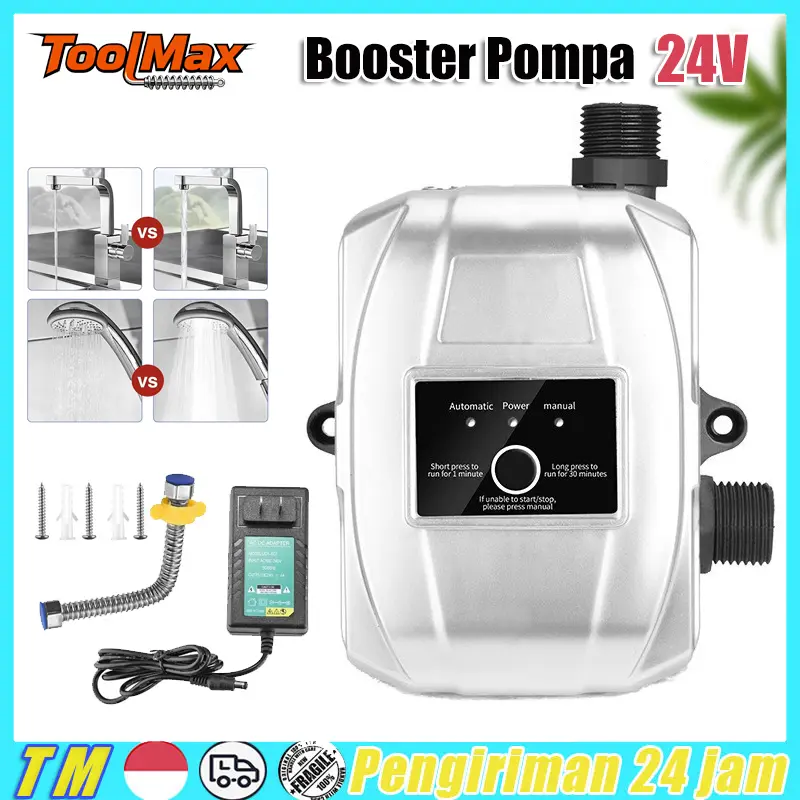 120W/150W/220W 24V Pompa Booster Pendorong Air Booster Pump Otomatis Mesin 36L/min Mesin Pendorong Air Shower Water Heater Booster