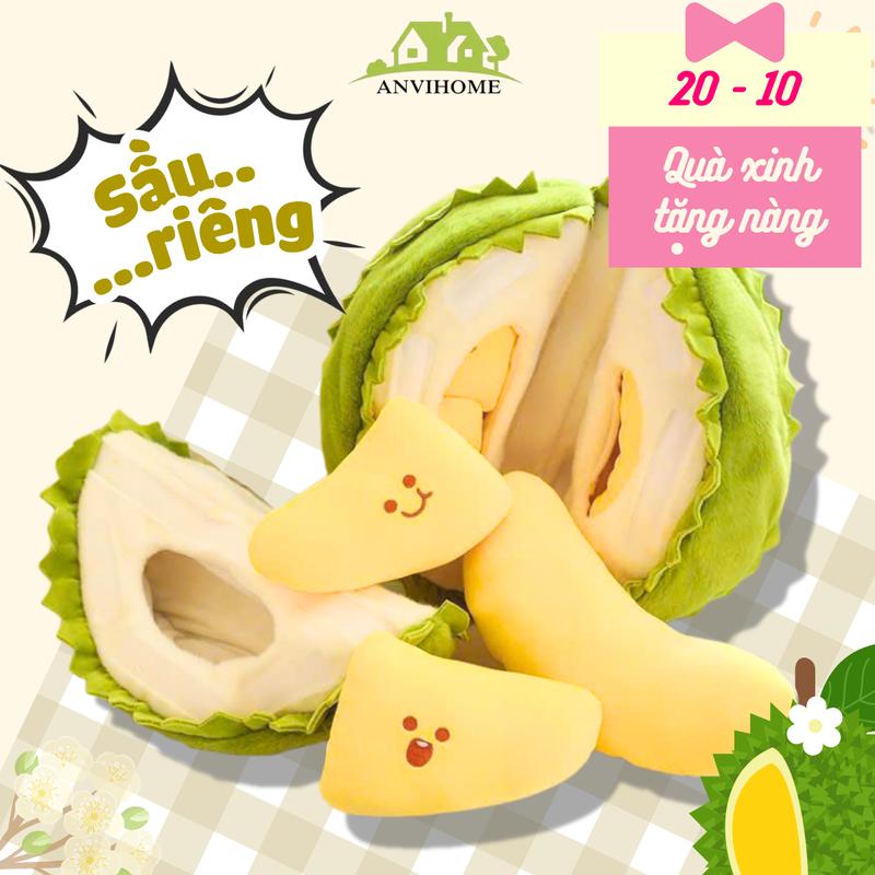 ANVIHOME Gấu Bông Sầu Riêng Tách Múi Siêu Hot Nhồi Bông Quả Sầu Riêng Đồ Chơi Có Thể Tách Múi Quà Tặng Cho Bé Phát Nhạc