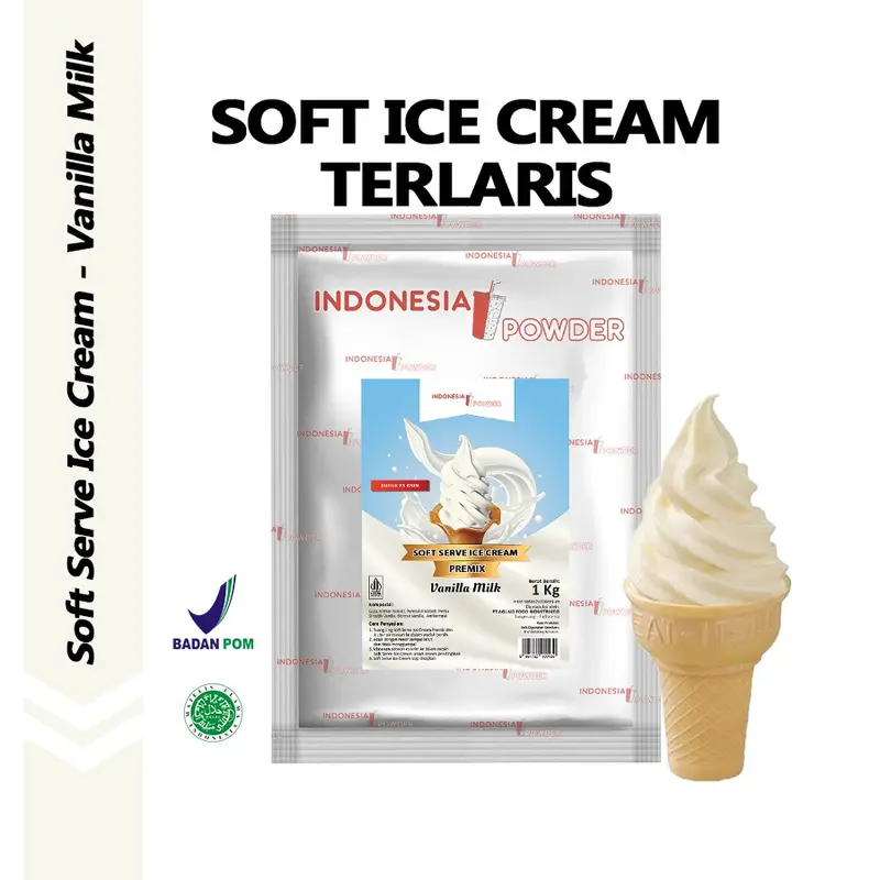 [ICE CREAM] Bubuk Soft Serve Ice Cream Premium / Es Krim Premix Premium Quality 1 Kg Rasa Vanilla Milk / Vanila Susu Omura Powder 3
