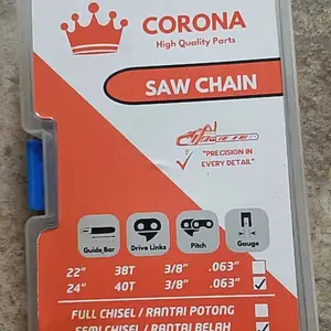 Rantai 325 3/8 Potong Belah 20 22 24 Inch Senso Chainsaw 5200 5800 38 40 43 47T Mata Bar Gergaji Kecil