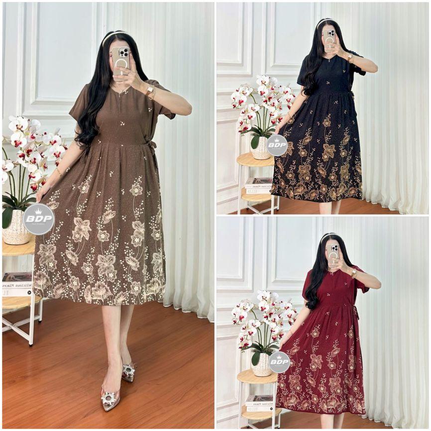 kangen batik • Dress cherry viral Bahan rayon premium super halus lembut adem dan jatuh busui resleting depan tali samping daster abg remaja wanita Nyaman