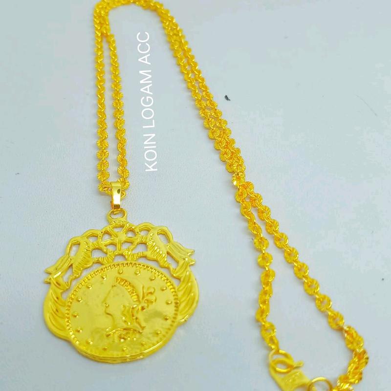 Kalung Nuri Liontin Koin Terbuat dari bahan koin logam 1991-1992 Anti Karat 1