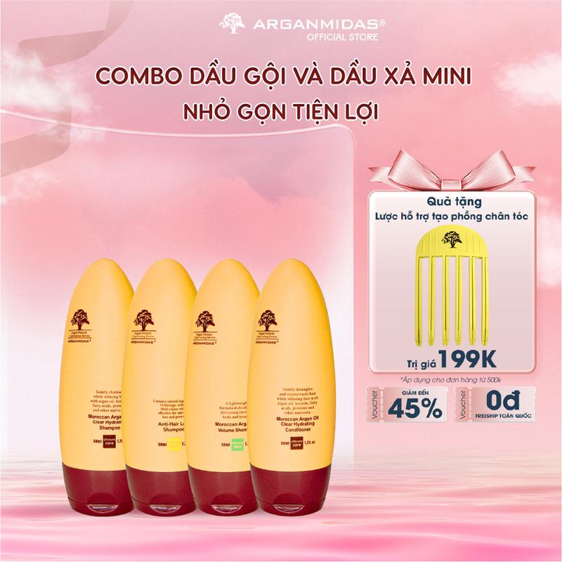 Combo Mini dầu gội và dầu xả Arganmidas 50ml