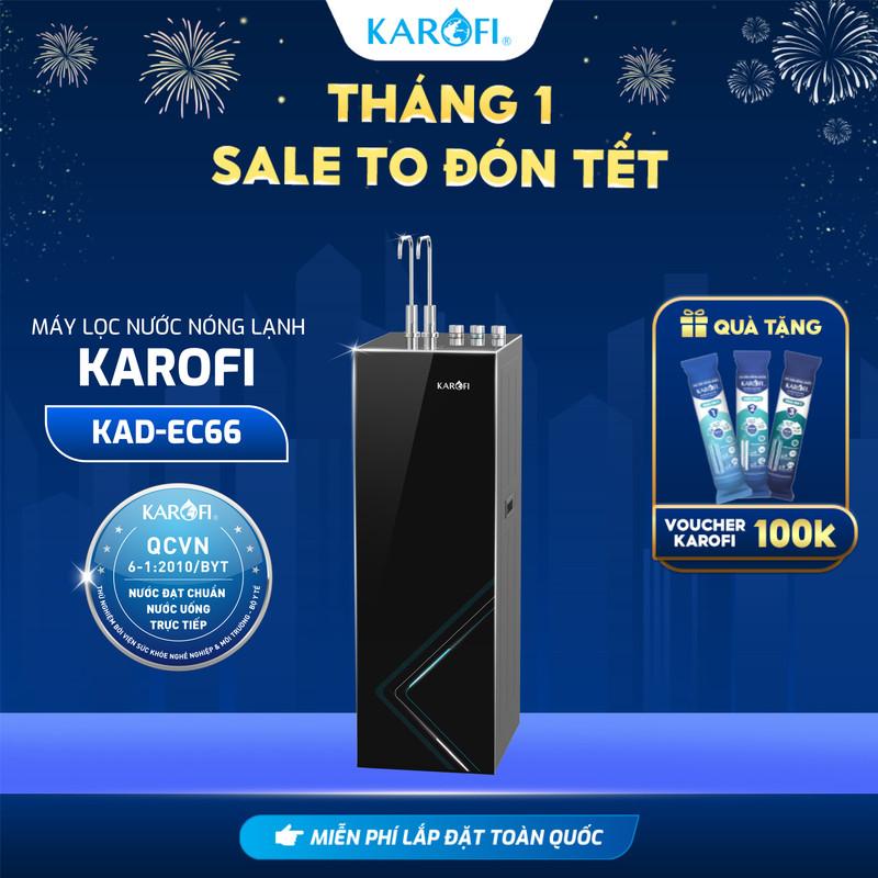    TẶNG BỘ LÕI - Mẫu mới 2025  Máy lọc nước nóng lạnh Karofi KAD-EC66 2 vòi 3 chế độ nước 12 lõi lọc công nghệ Aiotec theo dõi chất lượng nước từ xa 