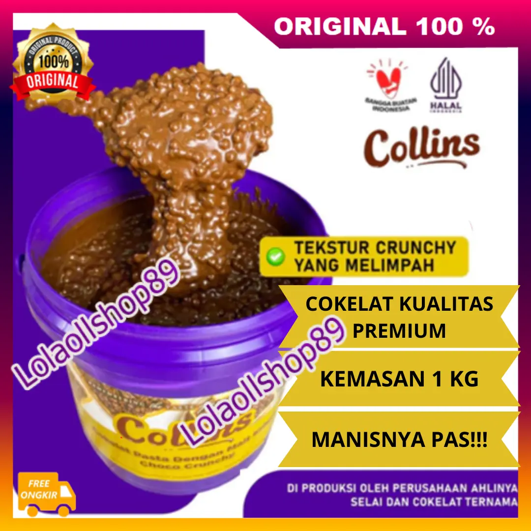 Collins Choco Crunchy 1Kg Cokelat Collins 1Kg Crunchy Selai Roti / Toping Donat Collins / Selai Donat / Collins Selai Donat 100% ORIGINAL