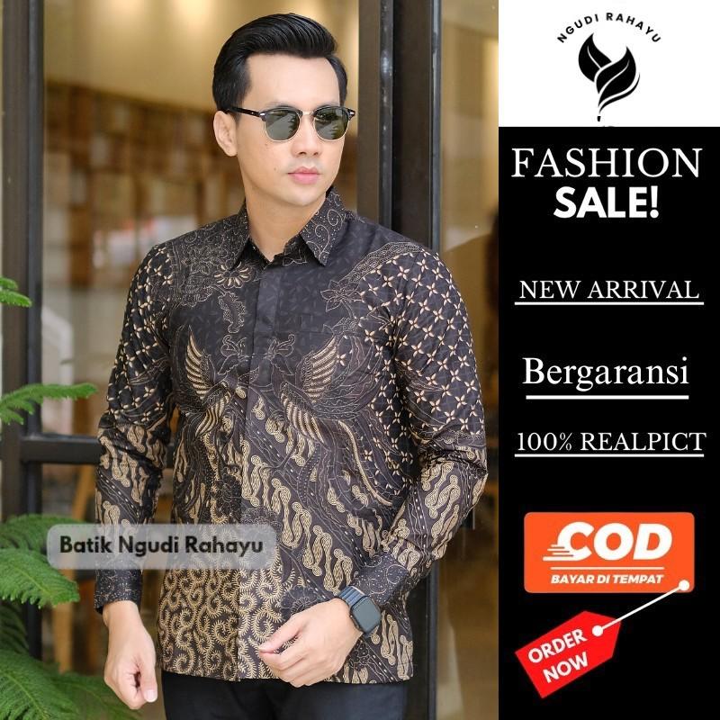 Product Introduction of Batik Pria Premium batik pria modern 2025 Nyaman Baju Fit Katun Panjang Hitam Motif Dewasa Kerja Cowok Hem Slim Keren 2