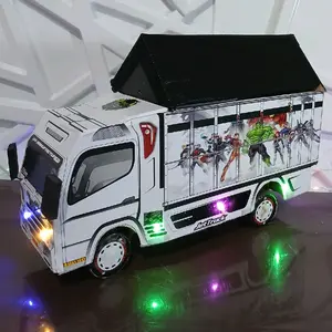 OBRAL MAINAN Truk Oleng Miniatur dengan Lampu LED Kelap-Kelip & Terpal Bahan Triplek Tebal Ukuran 30x10x15 cm Cocok Sebagai Hiasan atau Koleksi
