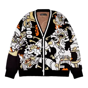 KIZARU Cardigan Knitwear Anime One Piece JOY BOY Black