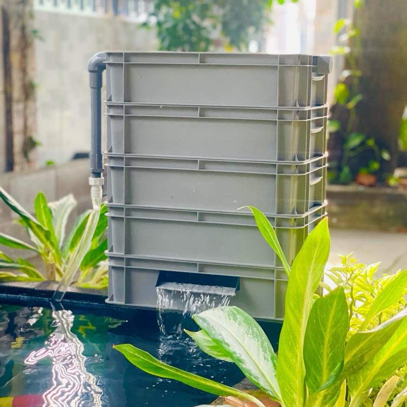 Baki Lọc Thùng Máng Chảy Ống Chảy Cho Hồ Cá Cảnh Hồ Kính Cá Coi Kích Thước 45x27x12 Màu Đen Chưa Vll Và Nắp