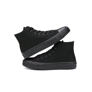 sepatu Sneakers pria wanita basic boot/tinggi  full black hitam  sepatu sekolah ukuran 31-43 Casual Karet shoes terbaru kerja