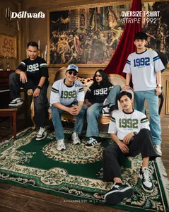Deliwafa - Stripe 1992 | T-Shirt Oversize | Kaos Stripe | Baju Pria Wanita