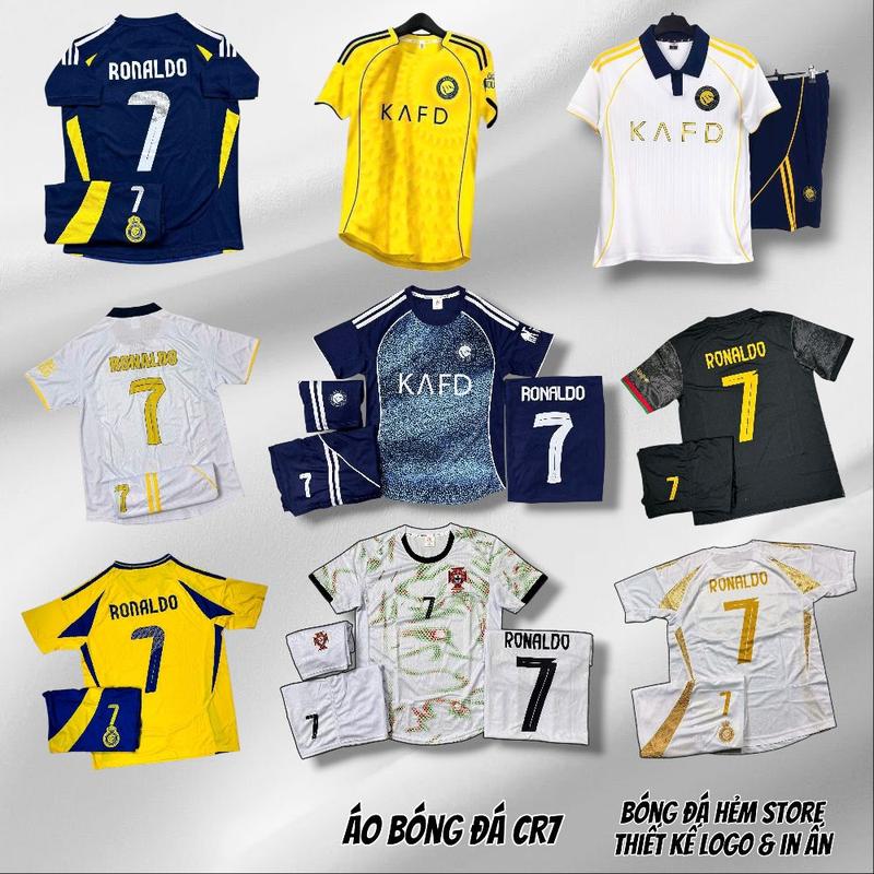 Bộ quần áo bóng đá CR7 Xanh Vàng Trắng áo đấu al nass 2025 ronaldo