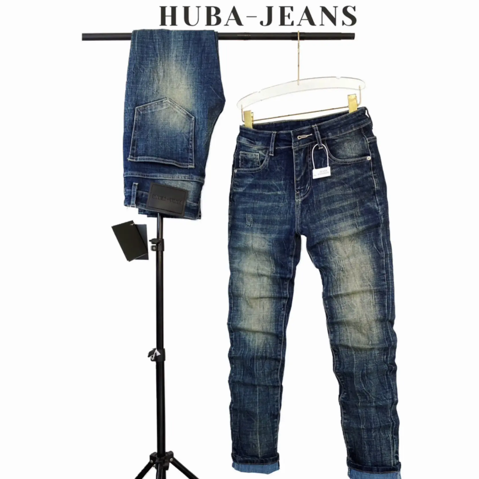 Quần jeans nam HUBA-JEANS wash  cao cấp Menswear Pants Có Túi