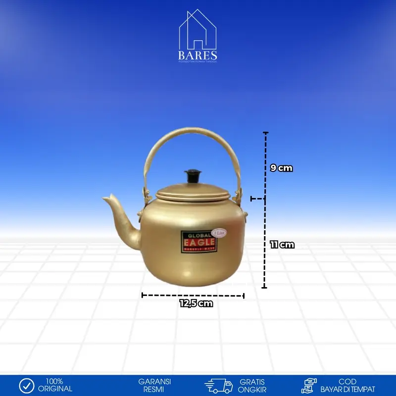 ￼Teko Alumunium Emas 1 Liter Teko Persia TP-1 Eagle 1000ml 2