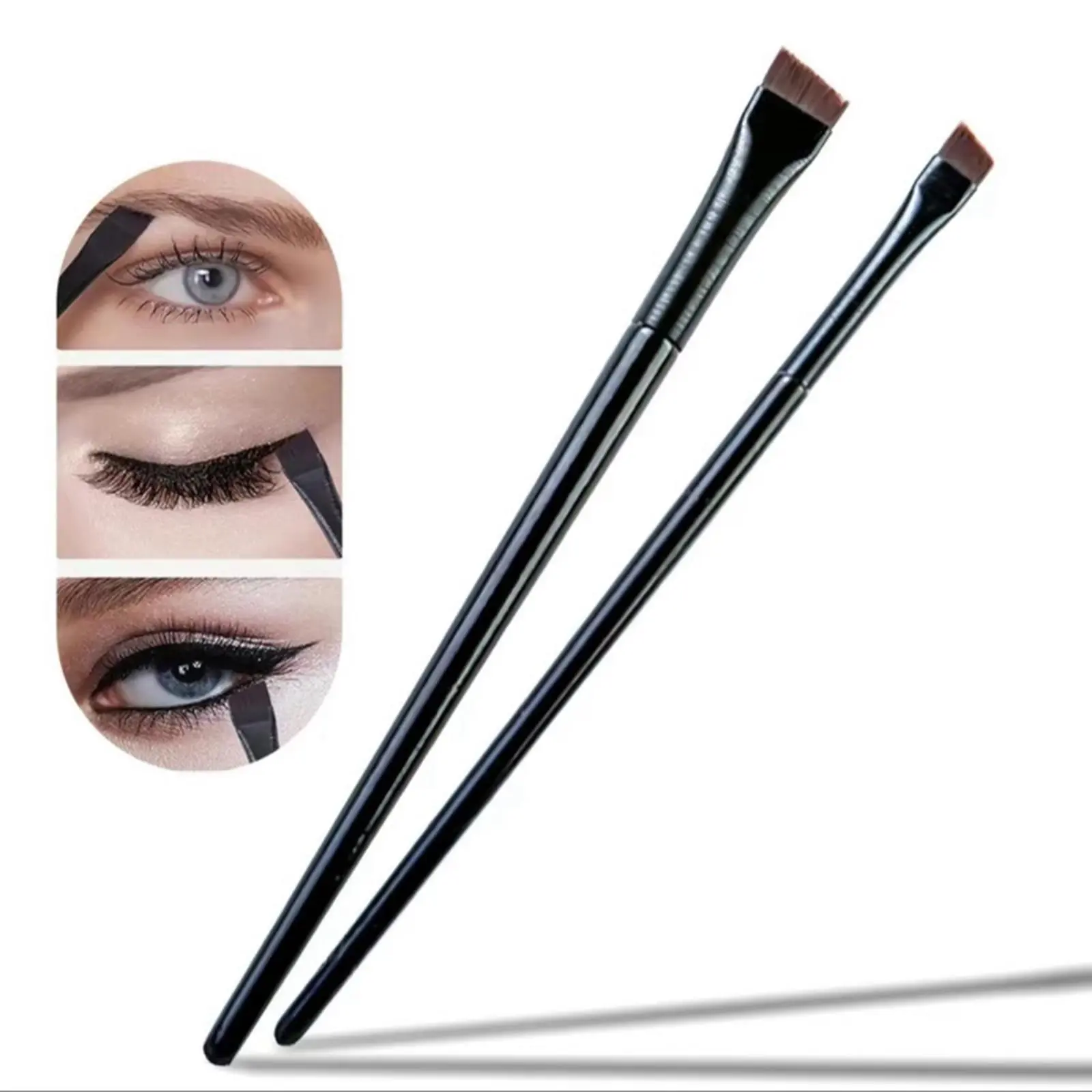 Kuas Alis Presisi 2Pcs Brush Miring Tipis untuk Membentuk Alis Eyeliner Detail Makeup Mata Rapi Natural