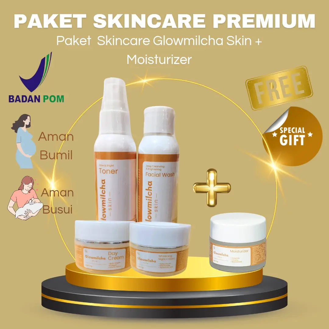 SPESIAL PROMO NEW SKINCARE GLOWMILCHA SKIN PREMIUM 5 ITEM ORIGINAL 100% FREE GIFT