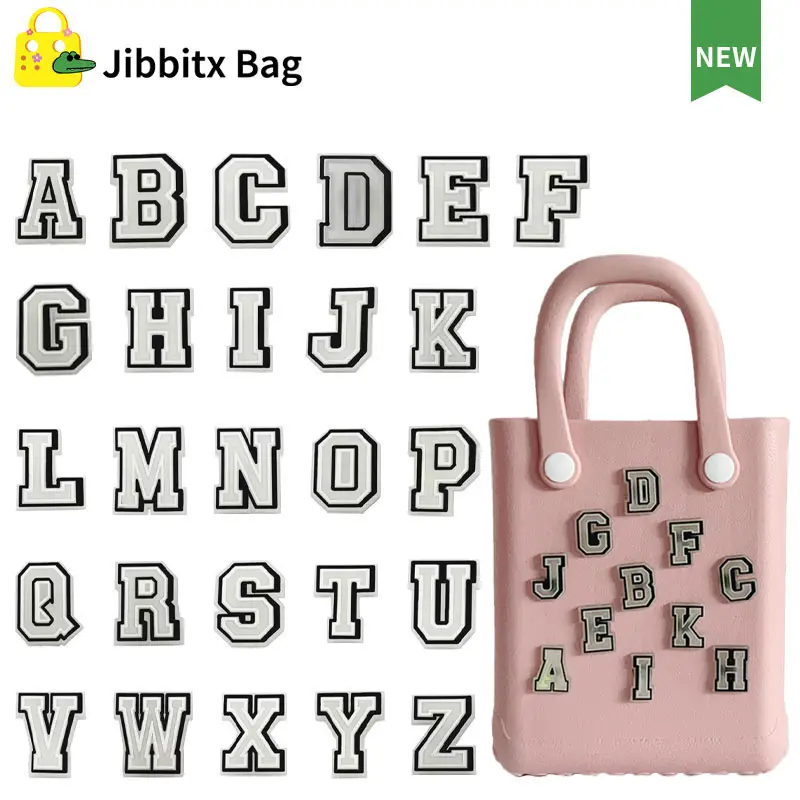Jibbitx Bag 12mm 16mm letter Cartoon DIY Charms Set Cute jibbits Charm For Bags Accessories