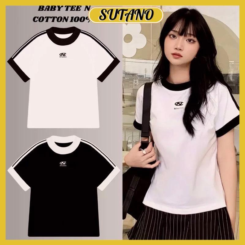 Áo thun baby tee,áo phông nữ tay ngắn cổ tròn dáng ôm chất cotton co giãn A39 SUTANO