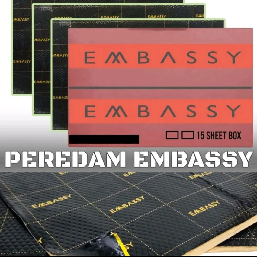 Peredam suara audio mobil alluminium  butyl rubber embassy tebal 1,8 mm ukuran 75 cm x 50 cm
