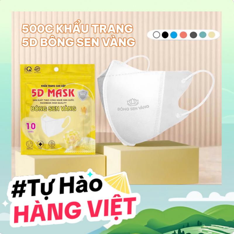   LIVE  500 cái khẩu trang 5D Bông Sen Vàng 