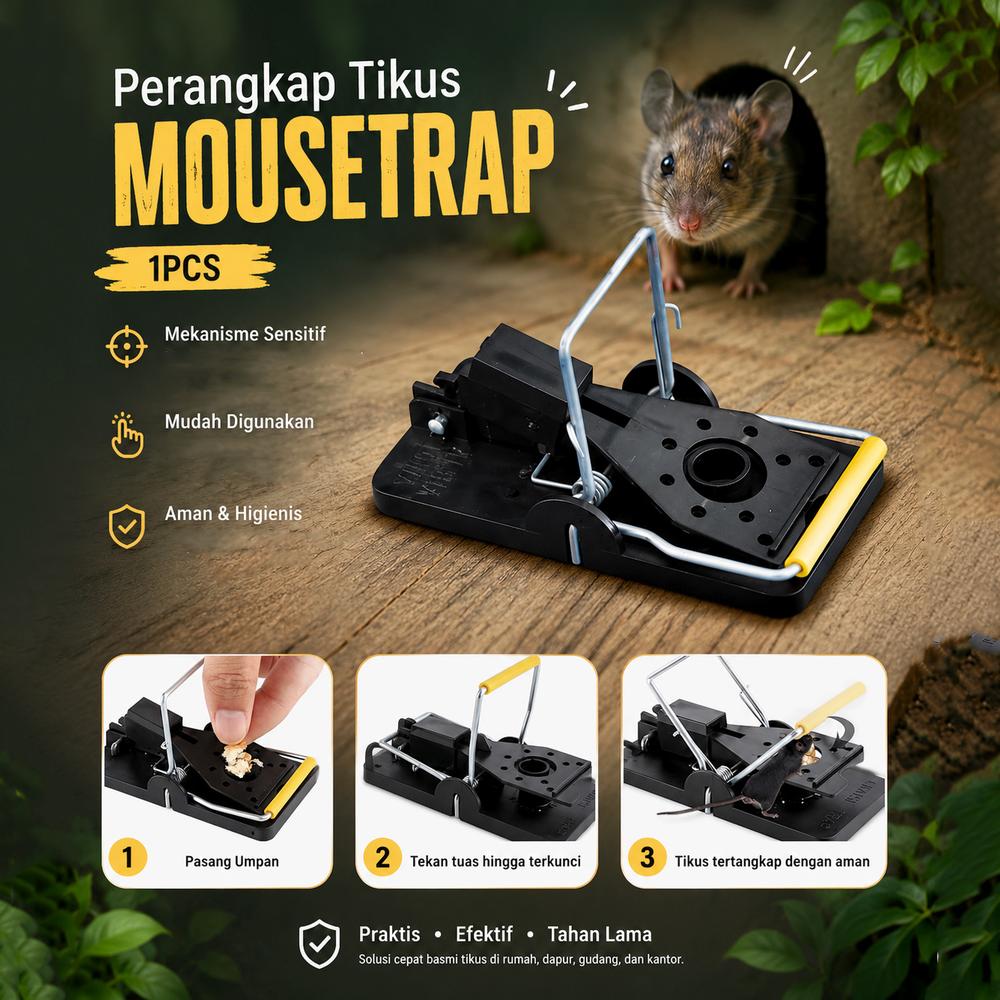 BAIT Jebakan Perangkap Tikus Jepitan Highly Sensitive Mousetrap 1 PCS - B-11 - Hitam