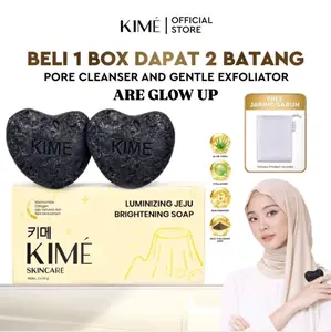[BELI 1 BOX DAPAT 2 BATANG] KIME Luminizing Jeju Brightening Soap 200gr | Sabun Pemutih Badan Wajah Glowing | Pencerah Tubuh Muka Kulit Kaki Tangan Ketiak Whitening Booster Eksfoliasi Flek Hitam
