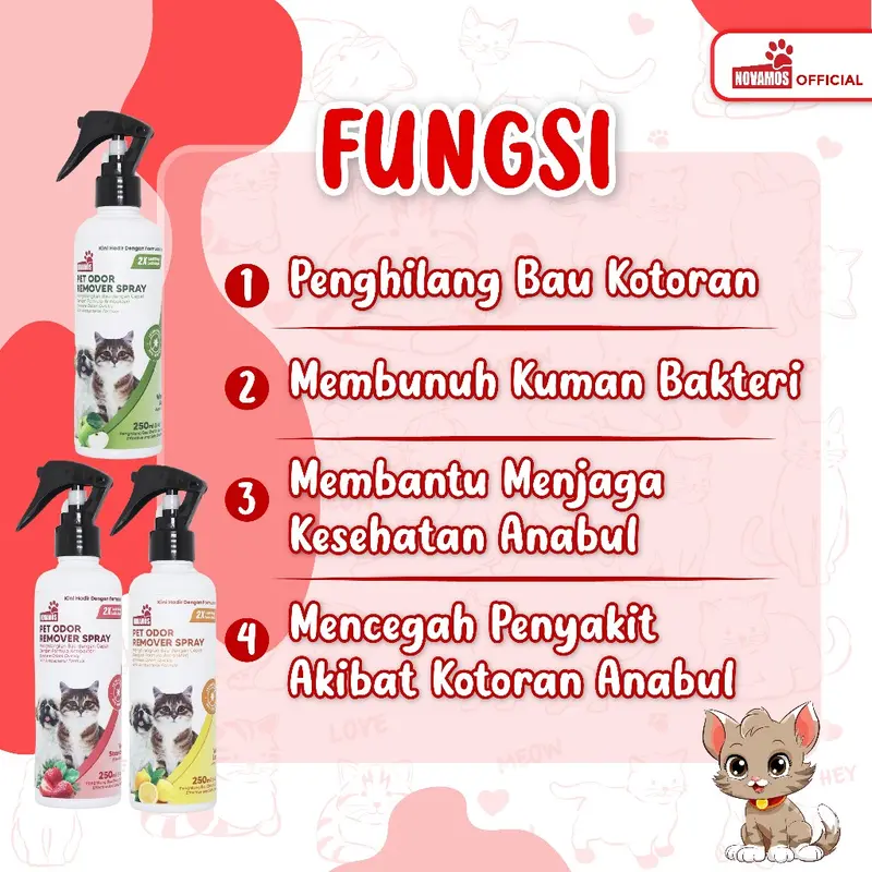 Refill Penghilang Bau Kotoran Kucing & Anjing Novamos ( Kemasan 1 Liter ) - Pet Odor Remover Refill Parfum Pewangi Pengharum Pasir Kucing Penghilang Bau Pesing Kandang Kucing - Novamos Pet Care semprot multipak 3