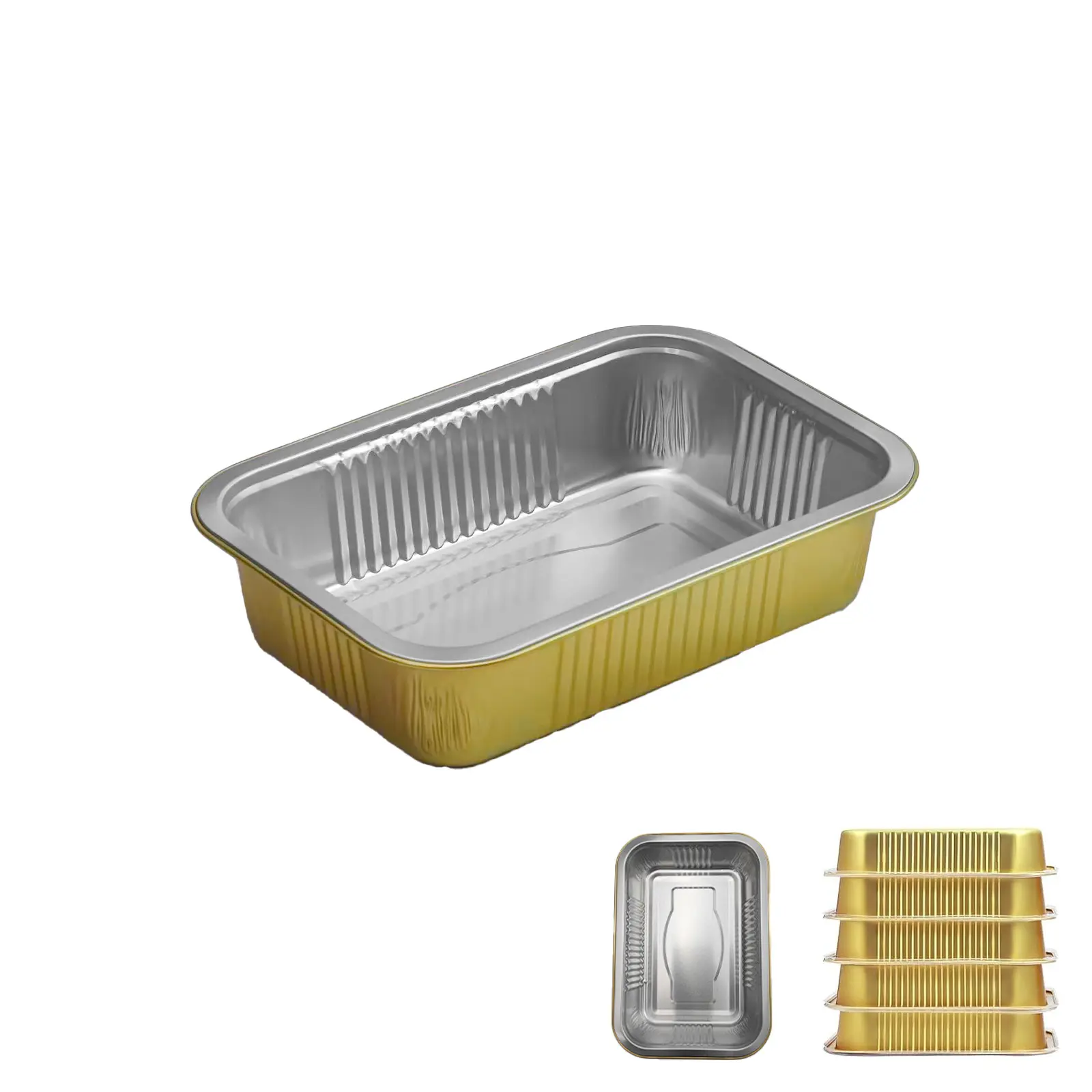 10Pcak 18X13cm 750ML Rectangle Aluminum Pans  Extra Heavy Duty Disposable Aluminum Foil Baking Pan Double Thick Tin Foil Food Container for Cooking,Baking,Meal Prep,Heating