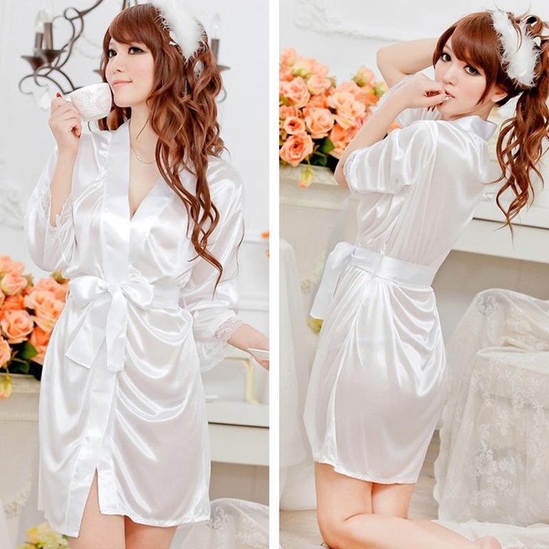 Product Introduction of Hot Women Sexy Faux Satin Lace Silk Underwear Lingerie Nightdress Sleepwear Robe 17